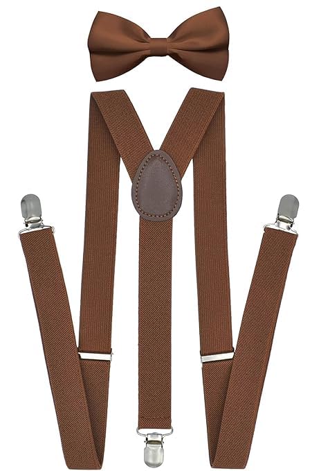 bow tie house Adjustable Elastic Y Back Style Suspenders for Men,wonmen,Boys, Girls (brown)-picture-46