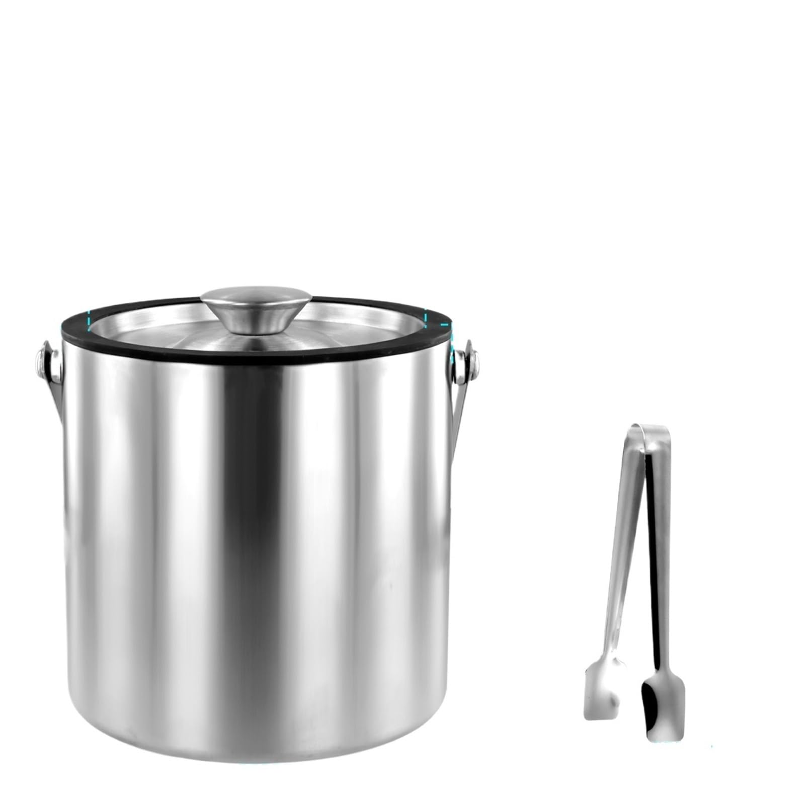 Cubo de Hielo con Tapa, colador y Pinzas, de Acero Inoxidable de Doble Pared, con Aislamiento, de 2,0 l o 3,0 l, Ideal for cócteles. para Bar, Cumpleaños, Fiestas(2.0L Model)