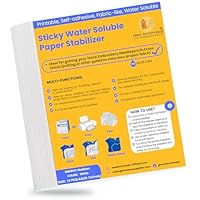 New brothread 12PCS A4 (29.7x21cm) Selbstklebende Wasserlösliche Stickvlies Bedruckbare Stickereipapier -Mittleres Gewich- zum Drucken oder Zeichnen von Mustern geeignet, Hand- und Maschinenstickerei