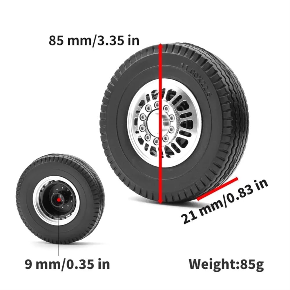 Pneumatici in gomma di larghezza 22mm 25mm compatibili con cerchi in metallo per ruota posteriore per parti di automobili per rimorchio RC in scala 1/14(REAR)