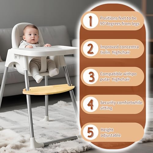 Image of High Chair Footrest High Chair Adjustable Foot Rest Baby Wooden Bamboo Board Equipped with Suitable Rubber Rings. Adjustable Clip. Suitable for Various Baby Footrests