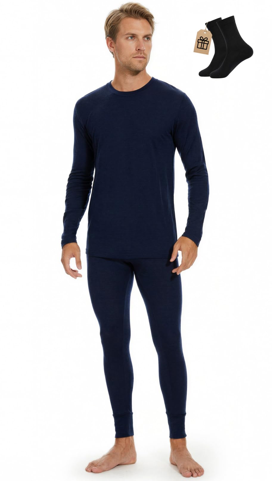 MERINNOVATION Merino Wool Base Layer Set for Men 100% Merino Wool Pajamas Set Thermal Sleep PJS Lite - Midweight Top, Bottom