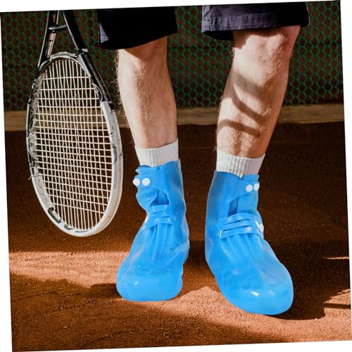 VOSAREA 1 par de fundas para zapatos con botones para ciclismo, cubrebotas antideslizantes, impermeables y reutilizables en PVC, ajuste cómodo para lluvia miniatura 3