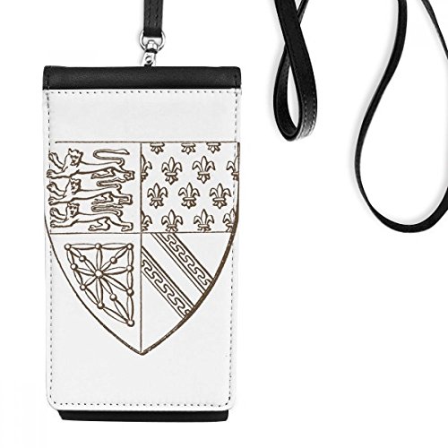 Sac téléphone cuir lion noir blanc pochette smartphone suspendue avec porte-monnaie intégré