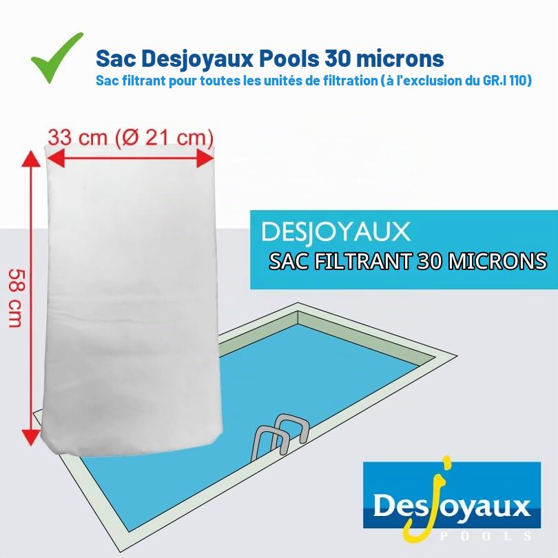 Desjoyaux Pools - Sac Filtrant Piscine - Sacs Filtrants 30 Microns Produit Officiel Desjoyaux