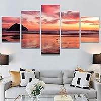 SIGNWIN 5 Panel Canvas Wall Art Multicolor Nature Neon Photography Trees Tropical for Home Decorations Ready to Hang - 60