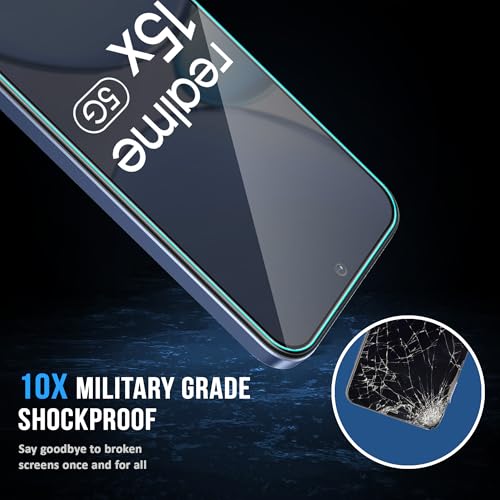 Image of ArmourPro Tempered Glass for Realme 15X - 9H Anti Scratch Screen Protector, Edge to Edge Coverage, HD Clarity, Smooth Touch, Case Friendly | Black, Pack of 2