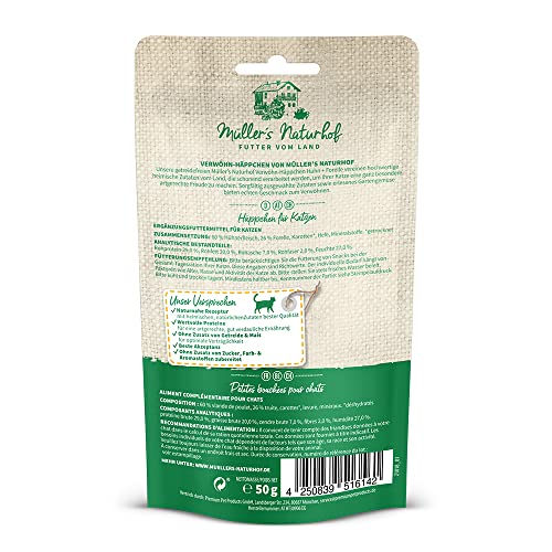 Müllers Naturhof - Huhn und Forelle - 7 x 50 g - Snack für Katzen - Katzensnack