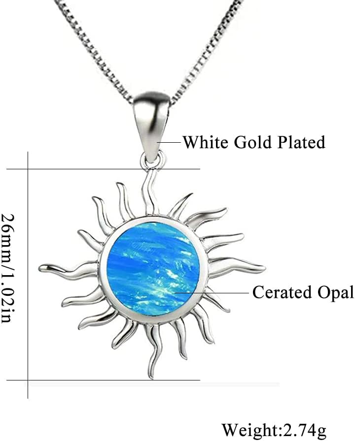 CiNily Created Orange Fire Opal Orange Garnet Rhodium Plated Women Jewelry Gemstone Pendant Necklace 1 1/4" - Image 3