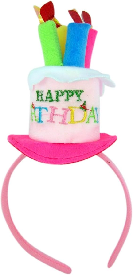 Happy Birthday Cake with Candles Headband Party Accessory Pink