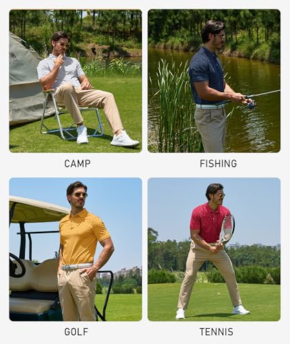 Image of ZITY Mens Golf Polo Shirts Short Sleeve UPF 50+ Performance Moisture Wicking Print Pattern Casual Collared Golf Shirt for Men