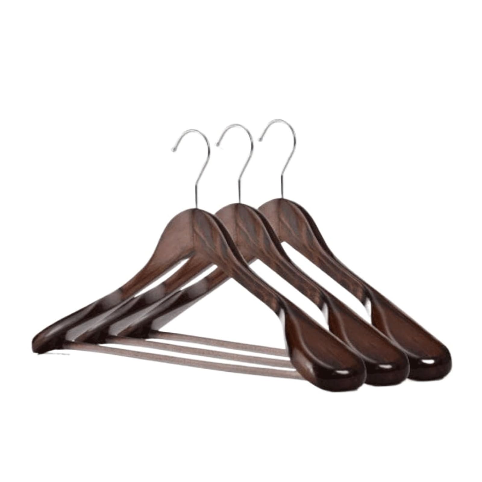 Clothes Hanging Solid Wood Suit Hangers 3 Pack,Wide Shoulder Coat Hangers with Swivel Hook,Heavy Duty Non-Slip Walnut Finish Hanger