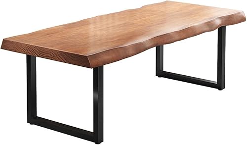 Miniatura 4 de Elegante escritorio de oficina de madera maciza con base de metal resistente, escritorio ejecutivo duradero para computadora o mesa de comedor en