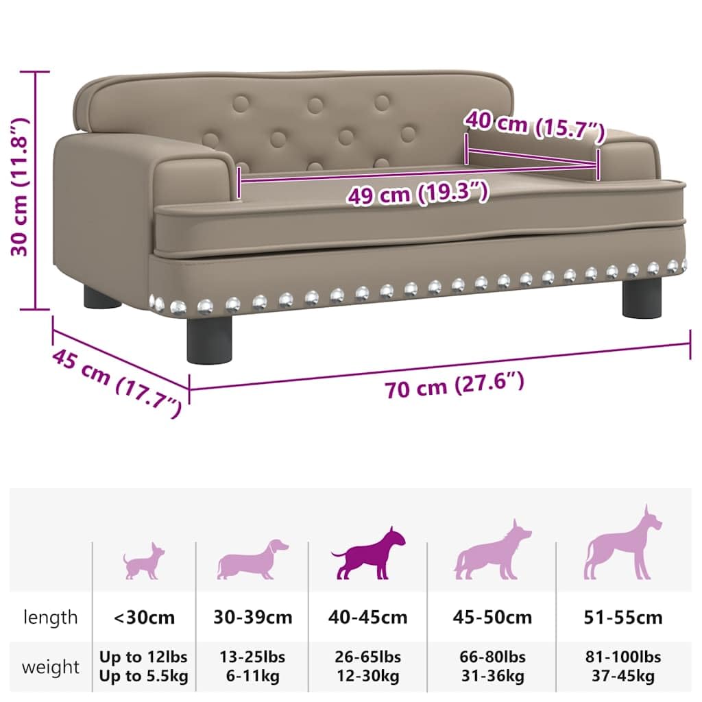Hothingwell Hundesofa aus Kiefernholz, 70 x 45 x 30 cm, Hundebett aus Kunstleder mit dickem Schaumstoff, robuster Rahmen aus massivem Kiefernholz, wasserdichte Beschichtung, leicht zu reinigen