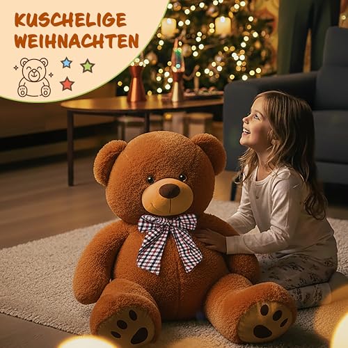 Monzana® Teddybär L - XXXL 50-175cm Weiches Fell Schleife Tatzendruck Geschenk Plüschtier Kuscheltier Stofftier Riesen Teddy Bär