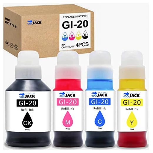 Printers Jack Compatible Canon GI-20 GI20 Refill Ink Bottles Kit for Canon PIXMA G5020 G6020 G7020 MegaTank Printers