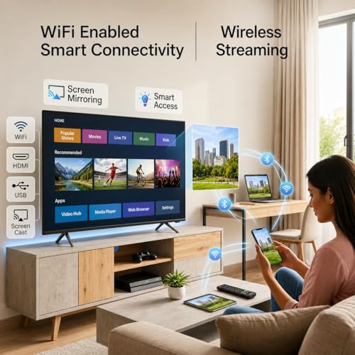 Image of UNICRON TE 32 Inch Android Smart TV, HD Ready LED Television for Home, Gaming, Office with WiFi, 30W Sound with Premium Frameless Design, Built in Apps
