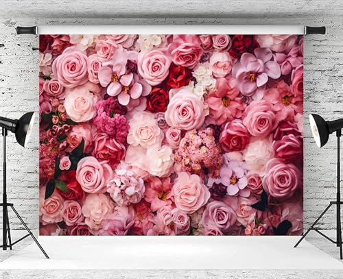 Fondo fotográfico de flores 10x8 ft color rosa miniatura 3
