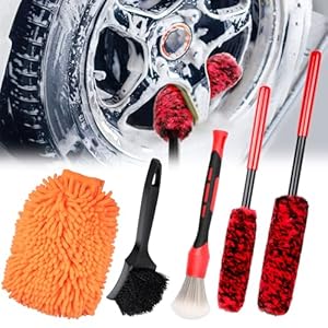 Preciva 5 Pack Wheel Brush Kit for Cleaning Wheel and Tire – Rim Brushes, Detailing Brush, Tire Brush – Bendable Wheel Cleaning Brush for Car Rim and Tire Detailing