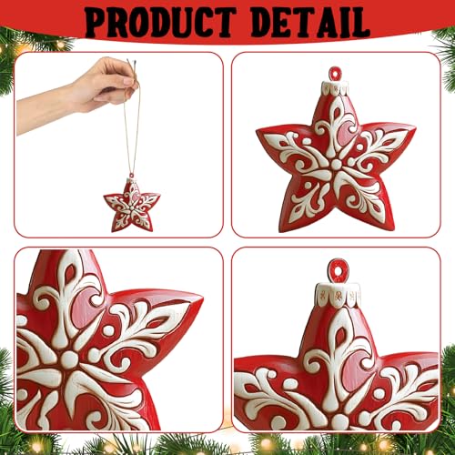 Amyhill 24 Pcs Nordic Christmas Wooden Ornaments Set with Lanyard Scandinavian Noel Cardinal Snowman Heart Snowflake Hanging Ornaments for Christmas Tree Decorations Winter Party - Image 4