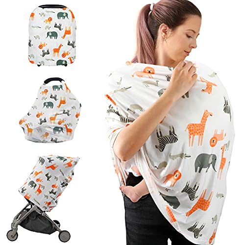 Baby Car Seat Covers, Dr.meter Nursing Scarf Breastfeeding Cover, Infant Car Seat Canopy, Soft & Breathable Cover for Boys Girls, Gift for New Moms