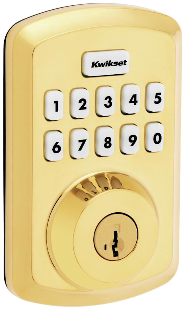 kwikset 9250trs-l03s transitional powerbolt 2 electronic smartcode deadbolt smartkey with rcal latch and rcs strike lifetime brass finish