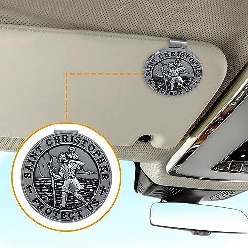 Ploreway PW-SC11 St. Christopher Medal For Car, Metal Saint Christopher Visor Clip thumb #1