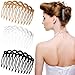 Mabor 6Pcs French Hair Combs for Women - Resin Decorative Hair Combs Set in Black/White/Coffee, Small Hair Clips for Styling, Bridal, Daily Use