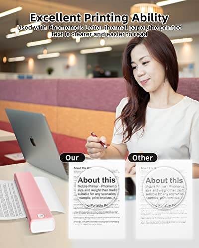 Image of Phomemo Inkless Portable Printer for Travel - Wireless Thermal Printer Compatible with Phone & Laptop, Bluetooth Printers Supports 8.5 inch X 11 inch Letter Thermal Paper, Come with Carry Case