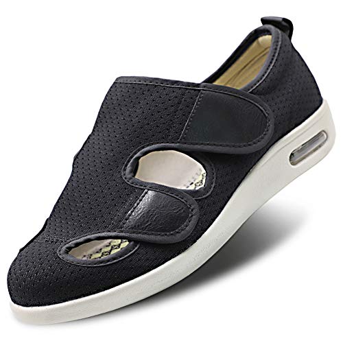 Women Diabetic Shoes, Adjustable Edema Comfy Sandal, Extra Wide Walking Memory Foam Slippers Closed Toe Easy On/Off for Elderly Swollen Bandaged Feet Indoor/Outdoor