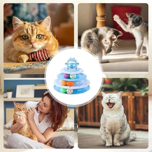 Juguete giratorio para gatos que evita el sedentarismo con cuatro capas de bola rodante 5