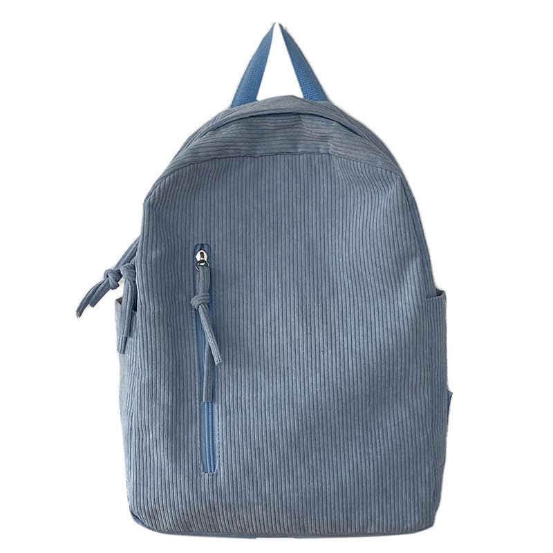 Trendy Corduroy Shoulder Bag Backpack, Cute Large Capacity Rucksack Y2k Daypack Streetwear Bookbag Work Travel Daily (Blue)