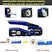 PETECHTOOL RJ45 Crimp Tool All-in-one Crimping Tool Ethernet Cable Crimper Stripper Cutter for Pass Thrugh Connectors with 100PCS Cat6 Connectors and 1 Set of Blades