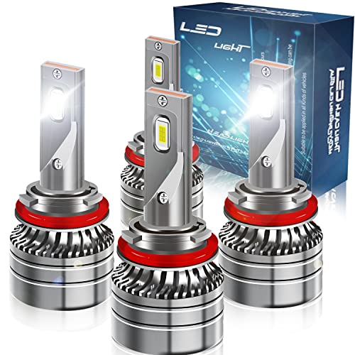 SHENKENUO Fit For Ford Transit Connect (2015-2020) H9 High Beam + H11 Low Beam LED Headlight Bulbs, 400% Brightness, 6500K Cool White，Pack of 4