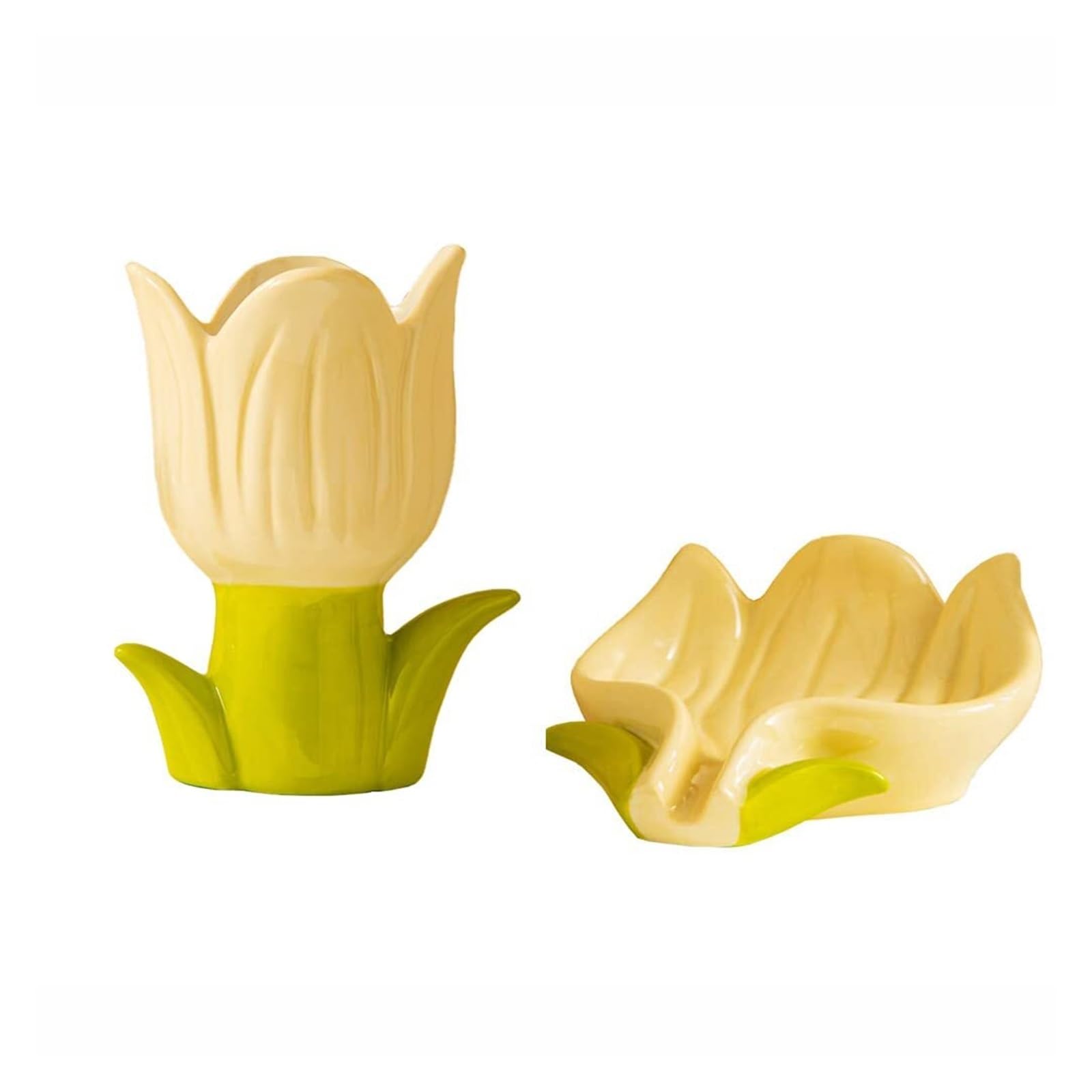 Jabonera Flower Shape Soap Dispenser Dish Bathroom Bathroom soap dishes(Beige,Tulip Set)