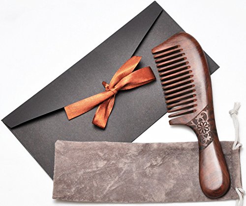 Wood Comb，Wooden hair comb，100% Natural Sucupira Comb-Anti Static (Wide Tooth-7.8 Inch)