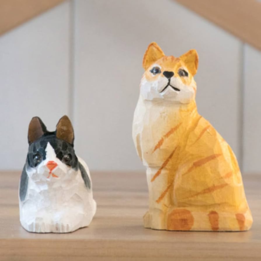 木製猫の置物 スカーフ付き Amazon.co.jp: 猫の置物 おしゃれ ネコグッズ クリスマスギフト