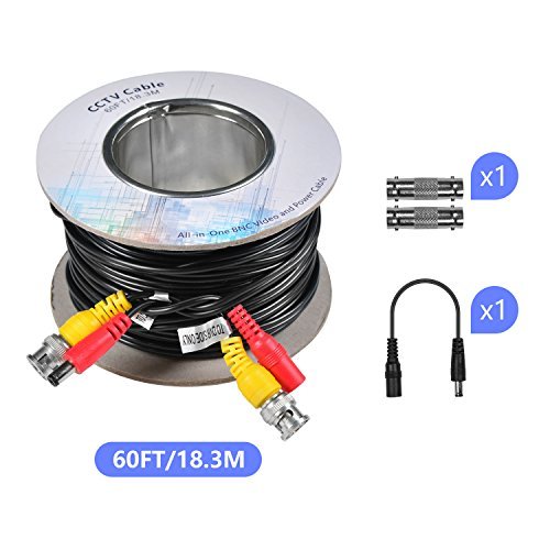 BNC Video Cable,Safevant 18M/60FT BNC Power Cable for CCTV Camera DVR Security