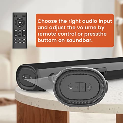 Littoak Hdmi Sound Bar For Tv, Bluetooth Small Tv Soundbar Speaker, Optical/Hdmi/Aux/Coax/Usb/Bluetooth Connection For Tv, Pc, Projectors, Includes Remote Control, 16 Inch #TOP4
