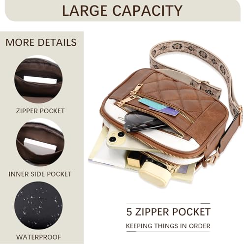 Quilted Crossbody Bags For Women With Wide Strap Vegan Leather Designer Shoulder Handbags Small Purse4
