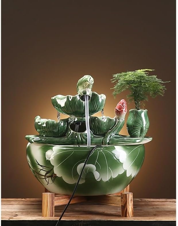 Water Fountains Indoor Tabletop Fountain Chinese Style Water Fountain Office Living Room Ceramic Fish Tank Ornaments Tabletop Fountain