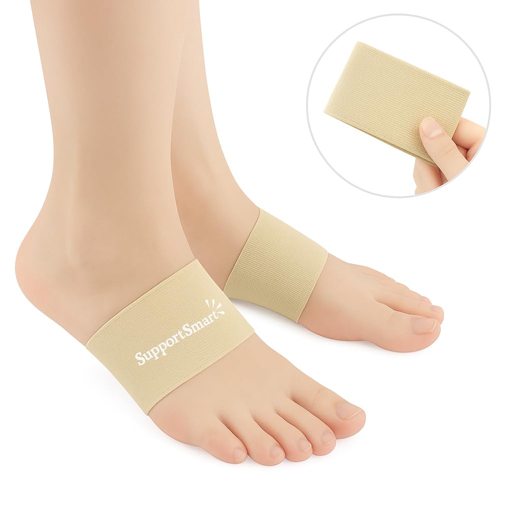 Arch Smart Copper Infused Arch Support Sleeve – Compression Foot Arch Support for Plantar Fasciitis, Flat Feet, Foot Pain Relief, Heel Spurs, Arch Support Bands for Women & Men (Beige, One Size) - Image 2