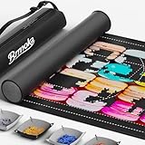 Jigsaw Puzzle Mat Roll Up, Puzzles Saver Pad 47" x 30" Portable Puzzle Board Keeper Up to 2000 Pieces, Non-Slip Rubber Bottom and Smooth Top with 4 Puzzle Sorting Trays, Travel Storage Bag & Gift Box