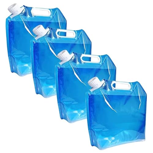 Wasserbeutel,Faltbarer Wasserkanister 10L *4 Stück, Ventil Wasseraufbewahrung Tasche ,Tragbar Trinkwasser Wassersack,Wasserbehälter Trinkwasser für Camping Wasserhahn(10L) (Blau(Keine Ventile)) Cover