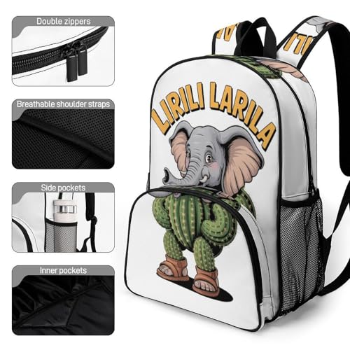 Lirili-Larila Merch Large Travel Backpack Italian-Brainrot Meme Waterproof Lightweight Daypack White 44x32x19cm3