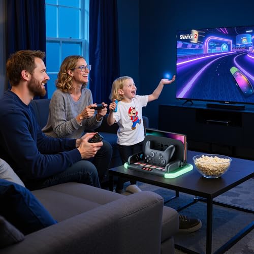HEYSTOP Switch 2 Ladestation mit Joycon-Ladestation zum Aufladen des Nintendo Switch 2 Pro-Controllers Ladegerät Aufbewahrungs Zubehör Set mit TV-Dock und 6 Spielkarten-Aufbewahrungsfächern – Bild 8