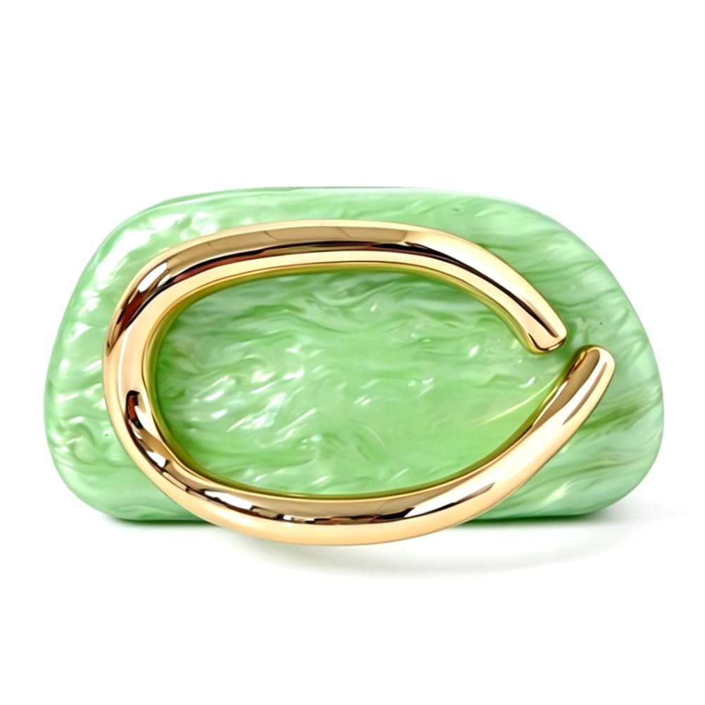 Acrylic Clutch Purse for Women Classic Round Acrylic Evening Handbag Vintage Metal Handlebars Bag for Wedding Party Prom