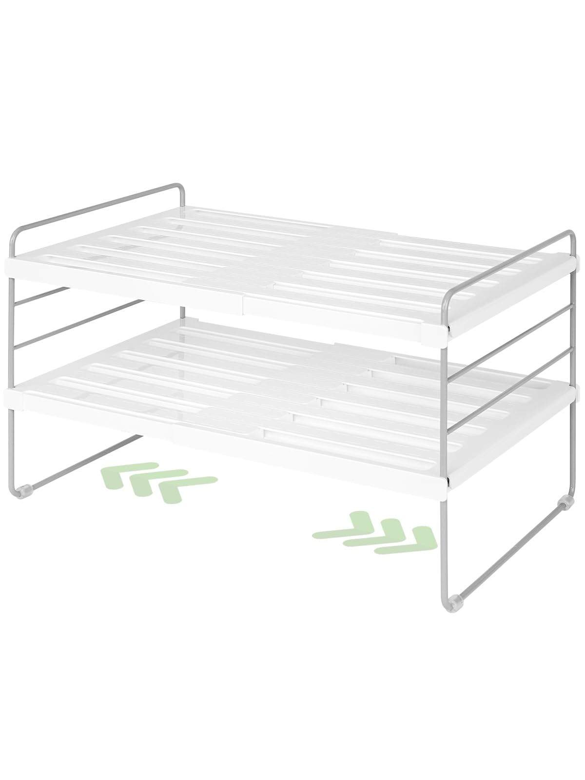 Huquter Adjustable Cupboard Organiser 26–41 cm Wide, Extendable Kitchen Cupboard Shelf Organiser, Spice Rack for Inside Cupboard, Kitchen Storage Rack for Plates, Cups, Bottles and Spices
