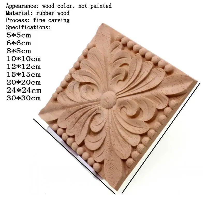 Holzornamente Natürliche Holzapplikationen, quadratische Blumenschnitzerei, Aufkleber, dekorative Holzleisten for Schranktüren, Möbel, Dekoration, Handwerk(30cm)