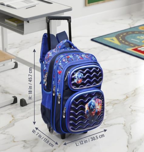 Image of ADSON 3D Embossed School Trolley Bag Large School Bag for Boy Girl, Kids School Bag, Travel Backpack for Girl Boy, Ideal for Children Trolley 16 Inch Water Resistant